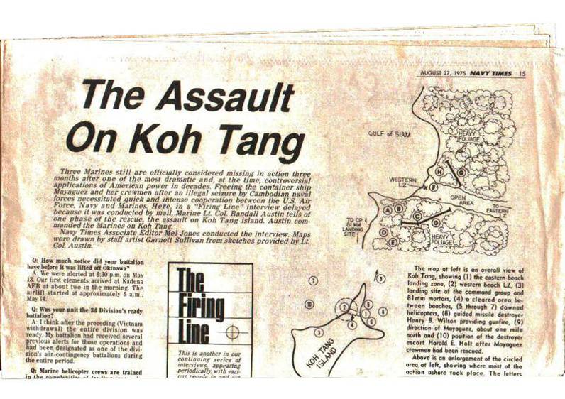Navy Times Magazine the Assault of Koh Tang August 25 1975 Page 1