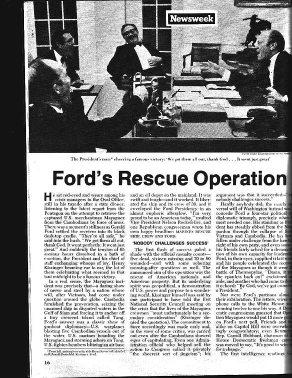 Newsweek Article page 1 May 26 1975 of the Rescue of the Mayaguez at Koh Tang