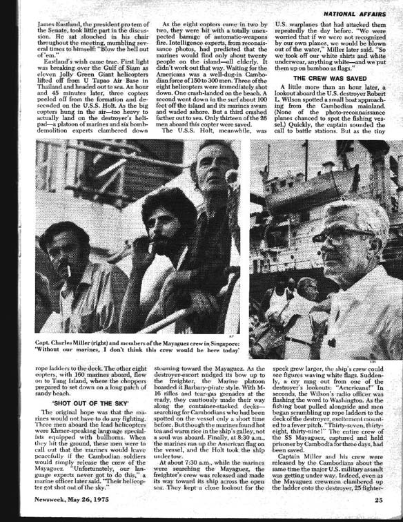 Newsweek Article page 7 May 26 1975 of the Rescue of the Mayaguez at Koh Tang