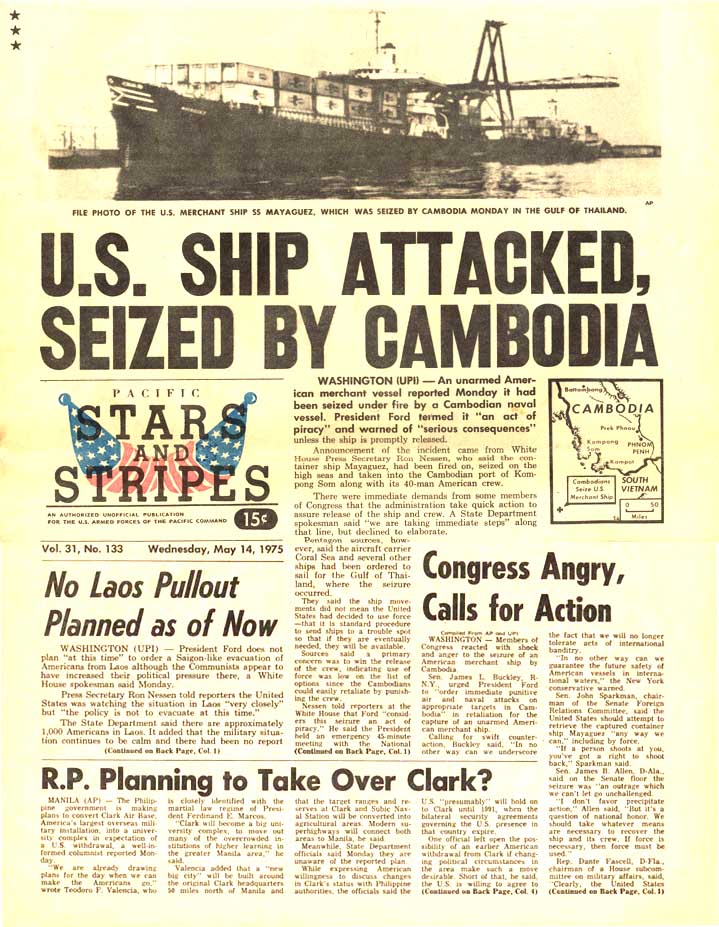 Stars and Stripe Newspaper May 14 1995 US Ship Attacked Seized By Cambodia